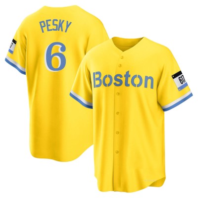 Men's Johnny Pesky Boston Red Sox Replica Gold/Light Blue 2021 City Connect Player Jersey