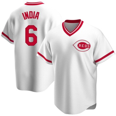 Men's Jonathan India Cincinnati Reds Replica White Home Cooperstown Collection Jersey