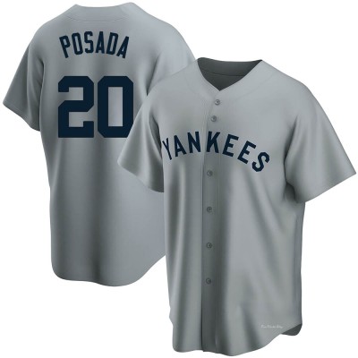 Men's Jorge Posada New York Yankees Replica Gray Road Cooperstown Collection Jersey