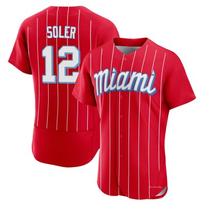 Men's Jorge Soler Miami Marlins Authentic Red 2021 City Connect Jersey