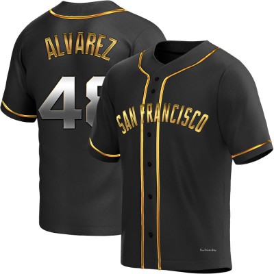 Men's Jose Alvarez San Francisco Giants Replica Black Golden Alternate Jersey