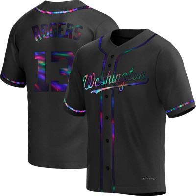 Men's Josh Rogers Washington Nationals Replica Black Holographic Alternate Jersey