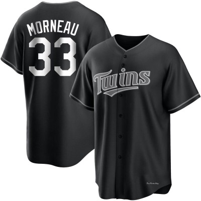 Men's Justin Morneau Minnesota Twins Replica Black/White Jersey