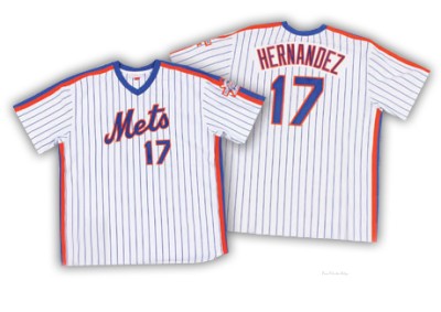 Men's Keith Hernandez New York Mets Authentic White/Blue Strip Throwback Jersey