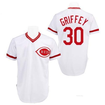 Men's Ken Griffey Cincinnati Reds Authentic White Throwback Jersey