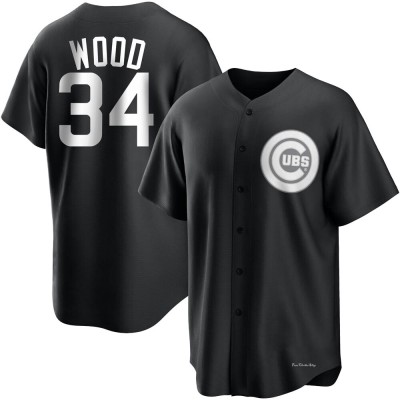 Men's Kerry Wood Chicago Cubs Replica Black/White Jersey