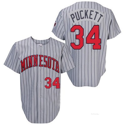 Men's Kirby Puckett Minnesota Twins Authentic Grey 1987 Throwback Jersey