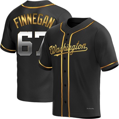 Men's Kyle Finnegan Washington Nationals Replica Black Golden Alternate Jersey