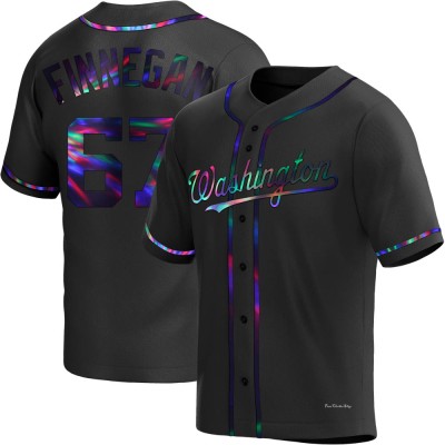 Men's Kyle Finnegan Washington Nationals Replica Black Holographic Alternate Jersey