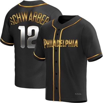 Men's Kyle Schwarber Philadelphia Phillies Replica Black Golden Alternate Jersey