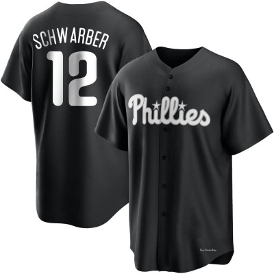 Men's Kyle Schwarber Philadelphia Phillies Replica Black/White Jersey