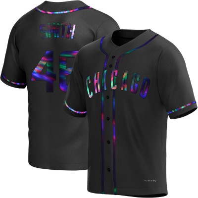 Men's Lee Smith Chicago Cubs Replica Black Holographic Alternate Jersey