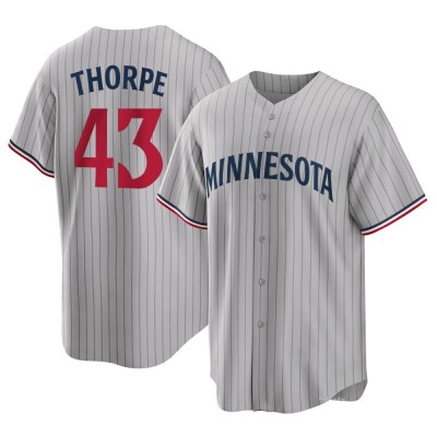 Men's Lewis Thorpe Minnesota Twins Replica Gray Road Jersey