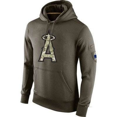 Men's Los Angeles Angels Olive Salute To Service KO Performance Hoodie