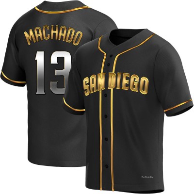 Men's Manny Machado San Diego Padres Replica Black Golden Alternate Jersey