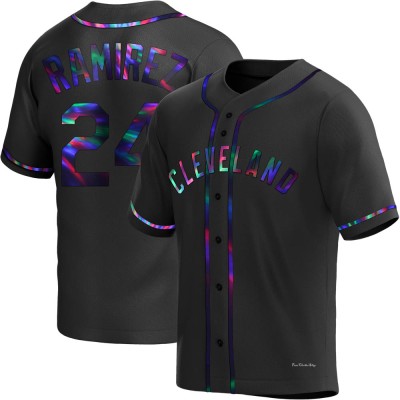 Men's Manny Ramirez Cleveland Guardians Replica Black Holographic Alternate Jersey