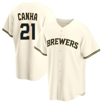 Men's Mark Canha Milwaukee Brewers Replica Cream Home Jersey