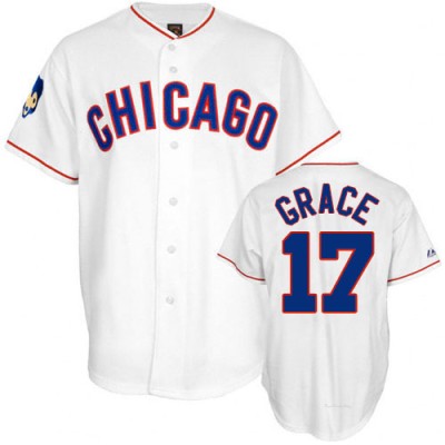 Men's Mark Grace Chicago Cubs Authentic White 1968 Throwback Jersey