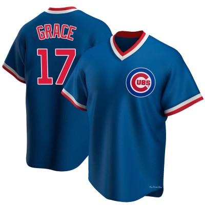 Men's Mark Grace Chicago Cubs Replica Royal Road Cooperstown Collection Jersey