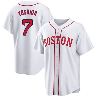 Men's Masataka Yoshida Boston Red Sox Replica White 2021 Patriots' Day Jersey