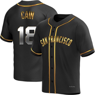 Men's Matt Cain San Francisco Giants Replica Black Golden Alternate Jersey