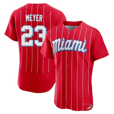 Men's Max Meyer Miami Marlins Authentic Red 2021 City Connect Jersey