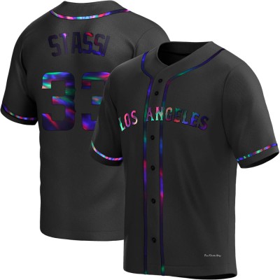 Men's Max Stassi Los Angeles Angels Replica Black Holographic Alternate Jersey