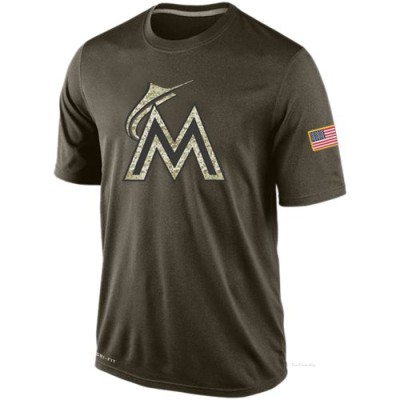 Men's Miami Marlins Olive Dri-Fit Salute To Service KO Performance T-Shirt