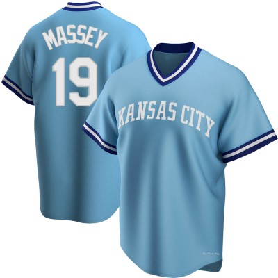 Men's Michael Massey Kansas City Royals Replica Light Blue Road Cooperstown Collection Jersey