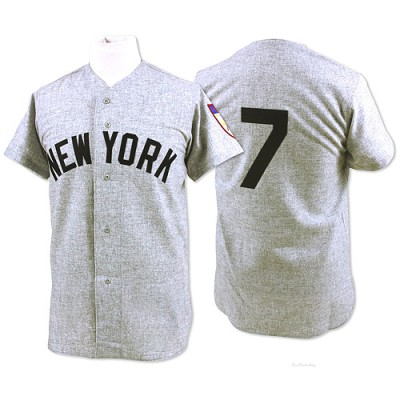 Men's Mickey Mantle New York Yankees Authentic Grey 1951 Throwback Jersey