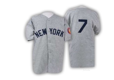 Men's Mickey Mantle New York Yankees Authentic Grey 1952 Throwback Jersey