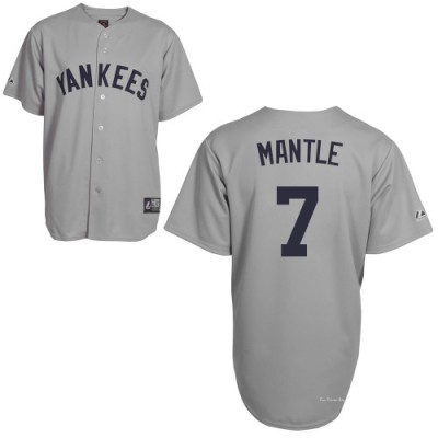 Men's Mickey Mantle New York Yankees Authentic Grey Throwback Jersey