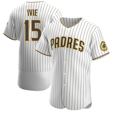 Men's Mike Ivie San Diego Padres Authentic White/Brown Home Jersey