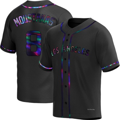 Men's Mike Moustakas Los Angeles Angels Replica Black Holographic Alternate Jersey