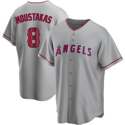 Men's Mike Moustakas Los Angeles Angels Replica Silver Road Jersey