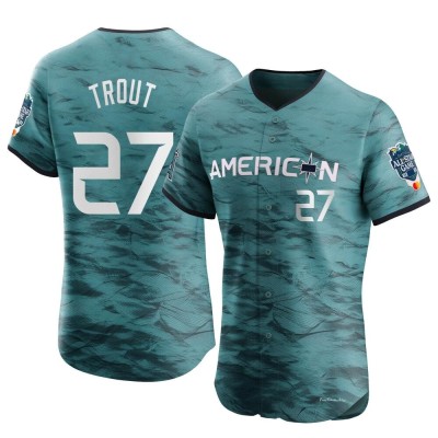 Men's Mike Trout Los Angeles Angels Elite Teal American League Game Vapor Premier 2023 All-Star Jersey