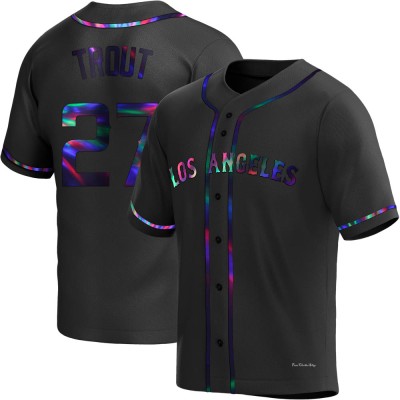 Men's Mike Trout Los Angeles Angels Replica Black Holographic Alternate Jersey