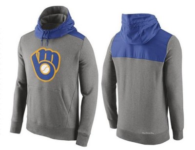 Men's Milwaukee Brewers Gray Cooperstown Collection Hybrid Pullover Hoodie