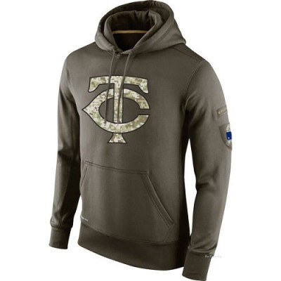 Men's Minnesota Twins Olive Salute To Service KO Performance Hoodie