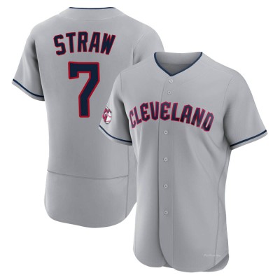 Men's Myles Straw Cleveland Guardians Authentic Gray Road Jersey