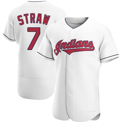 Men's Myles Straw Cleveland Guardians Authentic White Home Jersey