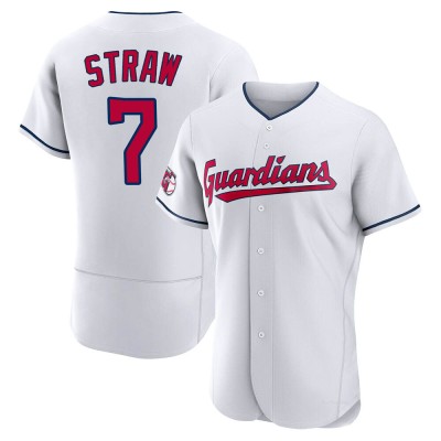 Men's Myles Straw Cleveland Guardians Authentic White Home Jersey