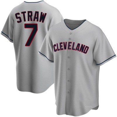 Men's Myles Straw Cleveland Guardians Replica Gray Road Jersey