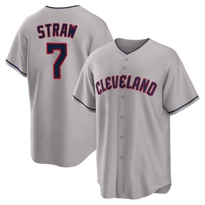 Men's Myles Straw Cleveland Guardians Replica Gray Road Jersey