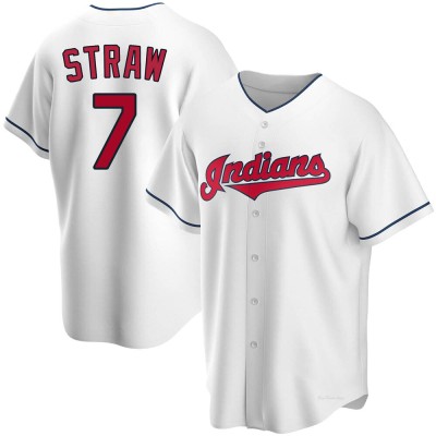 Men's Myles Straw Cleveland Guardians Replica White Home Jersey