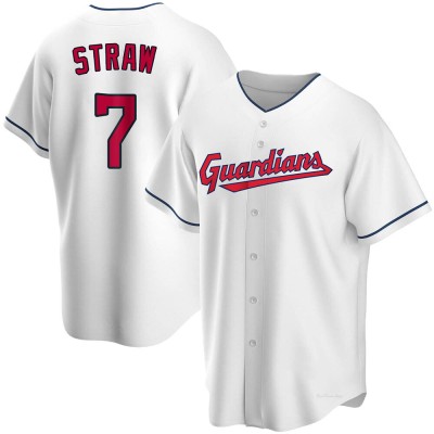 Men's Myles Straw Cleveland Guardians Replica White Home Jersey