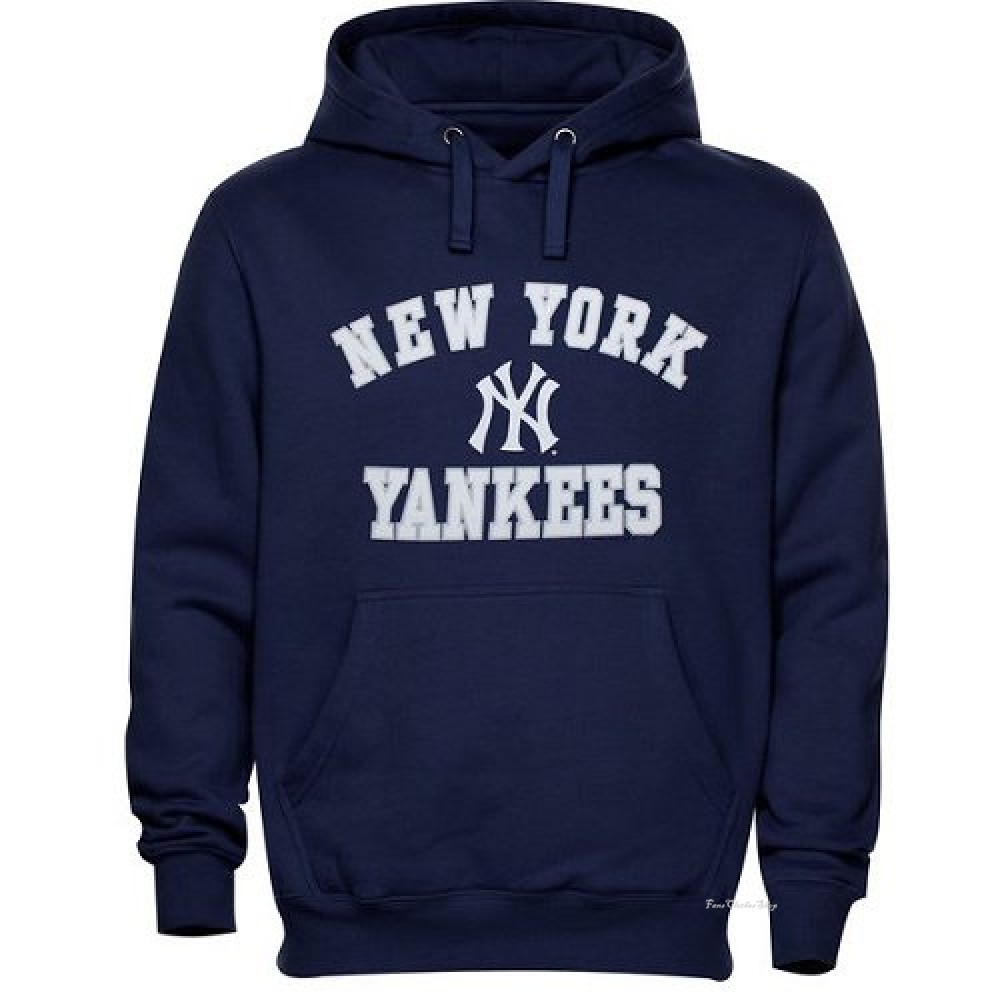 Men's New York Yankees Navy Blue Stitches Fastball Fleece Pullover ...