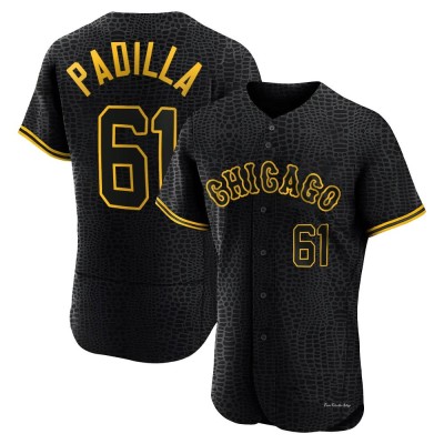 Men's Nicholas Padilla Chicago White Sox Authentic Black Snake Skin City Jersey