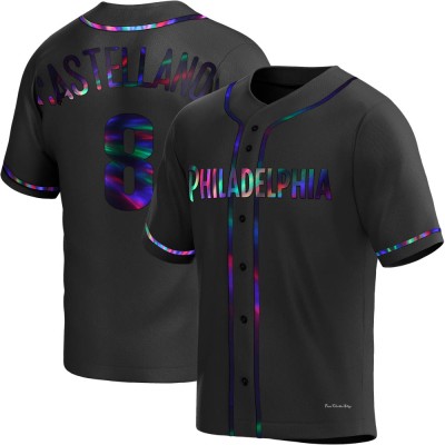 Men's Nick Castellanos Philadelphia Phillies Replica Black Holographic Alternate Jersey