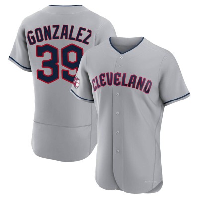 Men's Oscar Gonzalez Cleveland Guardians Authentic Gray Road Jersey